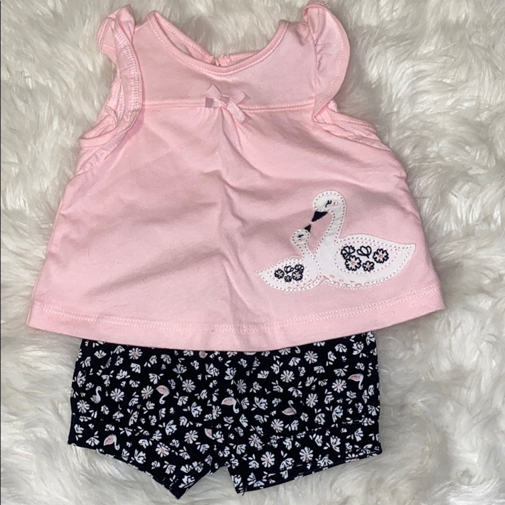 Newborn baby girl summer outfit flamingos NWOT